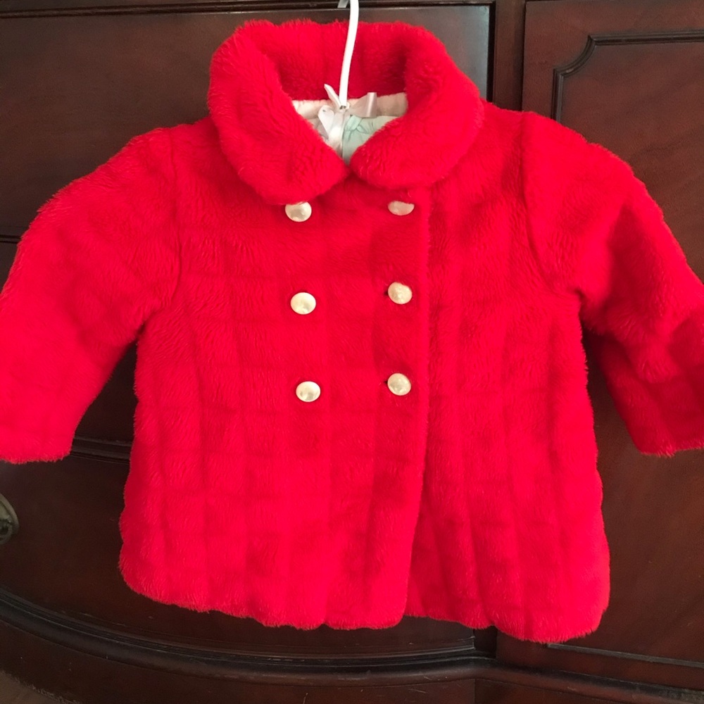 Vintage 1950/60s Baby Coat Red Fake Fur